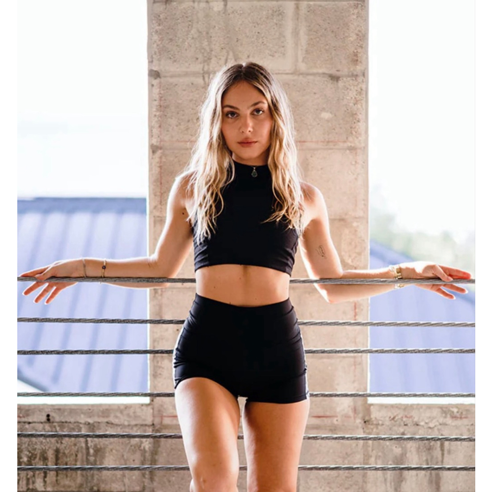 Women's Werk Black Ribbed Crop Top L - Picture 5 of 11